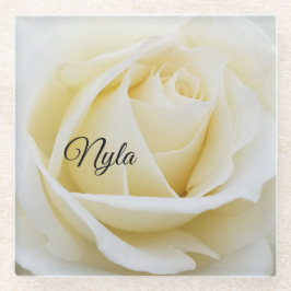 Pristine White Rose Nah-Up Foto Glasuntersetzer