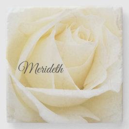 Pristine White Rose Nah-Up Foto Steinuntersetzer