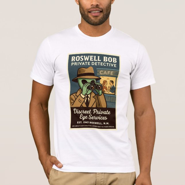 Privatdetektiv Roswell-Außerirdischen der 1950er J T-Shirt (Vorderseite)