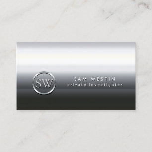 Private Ermittler Chrome Monogram Business Card Visitenkarte