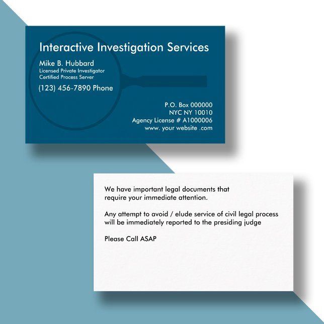 Private Ermittler Process Server Business Cards Visitenkarte (Von Creator hochgeladen)
