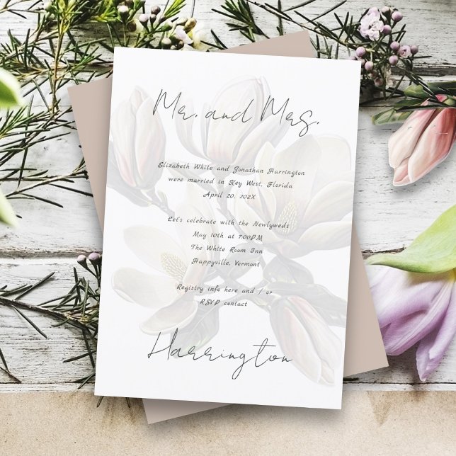 Private Hochzeit Süd Magnolia Empfang Einladung (Von Creator hochgeladen)