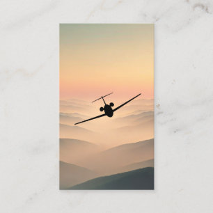 Private Jet Business Card - Sunset Flight Theme Visitenkarte