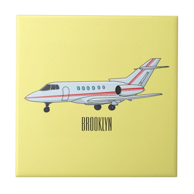 Private jet cartoon illustration fliese (Vorderseite)