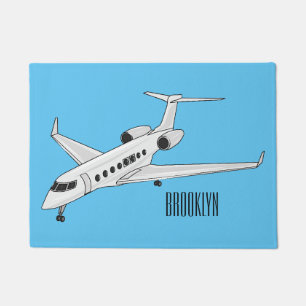 Private-Jet Cartoon-Illustration Fußmatte
