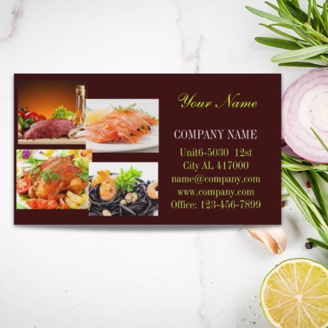 Private Koch Catering Visitenkarte (Beef burger sandwich chicken private chef catering business card)