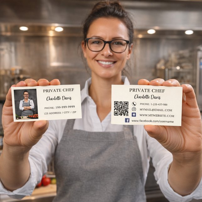 Private Koch Elfenbein Foto Catering QR-Code Visitenkarte (Von Creator hochgeladen)
