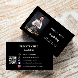 Private Koch Schwarz-weiß Foto Catering QR-Code Visitenkarte