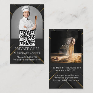 Private Koch Schwarz-weiß Foto Catering QR-Code Visitenkarte