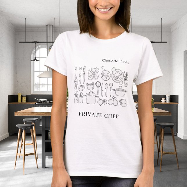 Private Koch Skript Kochutensilien T-Shirt (Von Creator hochgeladen)