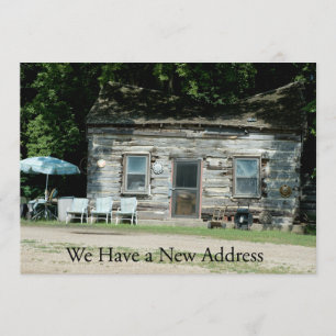 Private lustige Adressenänderung Karte: Blockhaus Ankündigung