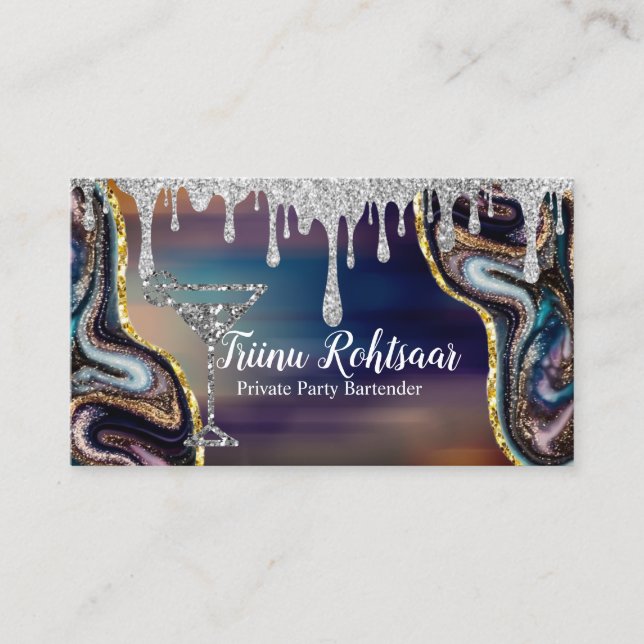 Private Party Barkeeper Business Card Visitenkarte (Vorderseite)