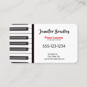 Private Piano Teacher Business Cards Visitenkarte