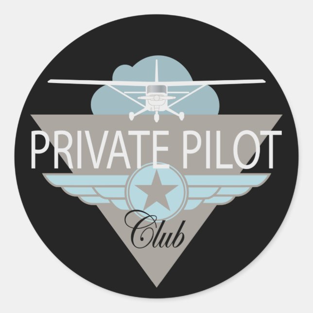 Private Pilot Club Runder Aufkleber (Vorderseite)