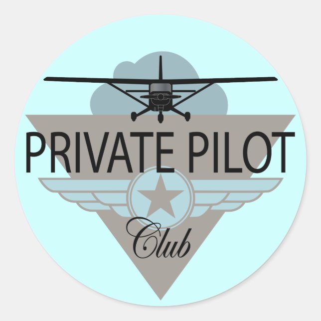 Private Pilot Club Runder Aufkleber (Vorderseite)