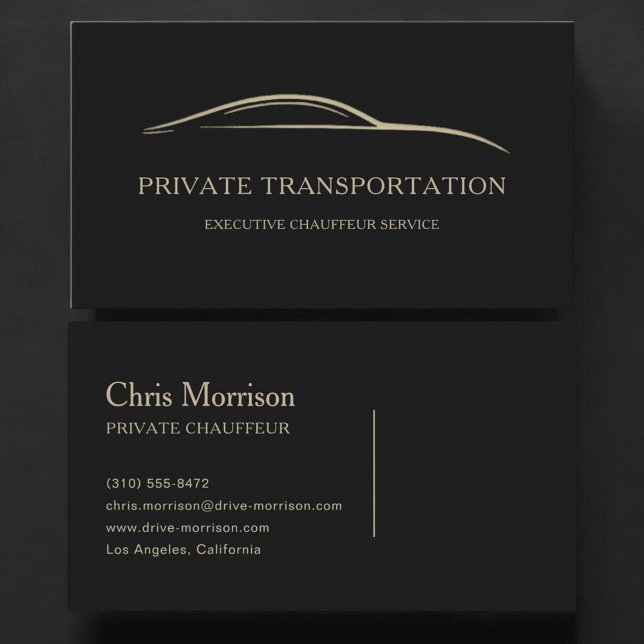 Private Transportation Black & Gold Visitenkarte (Von Creator hochgeladen)