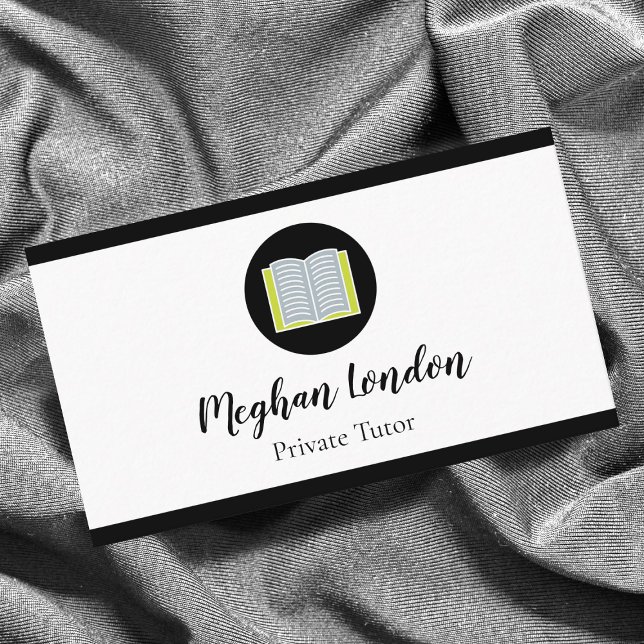 Private Tutor Lehrerin Minimalistisches Buch Visitenkarte (Von Creator hochgeladen)