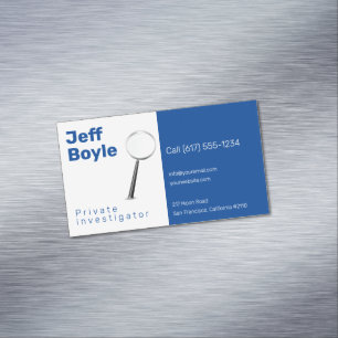 Private Untersuchung   Detective Beruflich Blue Magnetische Visitenkarte