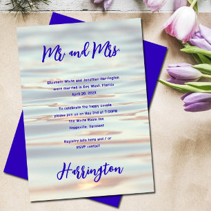 Private Wasserhintergrund für Hochzeitsempfang Einladung