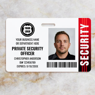Privater Sicherheitsbeamter Ausweis Foto Logo Rot