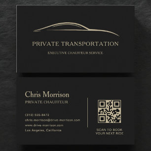 Privater Transport-QR-Code Schwarz & Gold Visitenkarte
