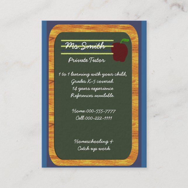 privater Tutor Visitenkarte (Vorderseite)