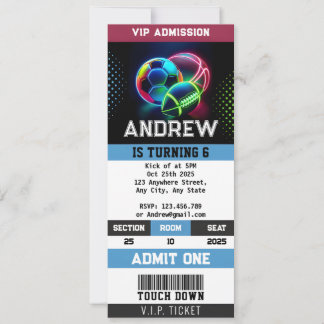 Privates All Star Sports Ticket Geburtstag Einladung