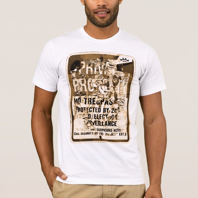 Privates Eigentums-Zeichen-Vintages grafisches T-Shirt (Vorderseite)