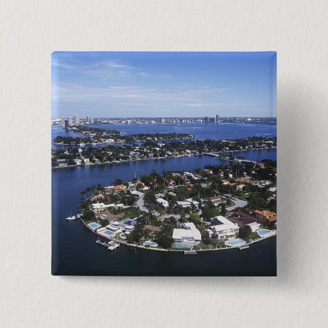 Privathäuser auf einer Insel in der Biscayne Bay,  Button (Vorderseite)