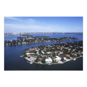 Privathäuser auf einer Insel in der Biscayne Bay, Fotodruck