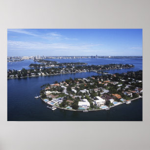 Privathäuser auf einer Insel in der Biscayne Bay, Poster