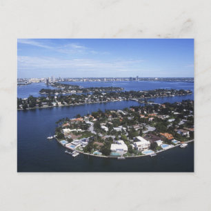 Privathäuser auf einer Insel in der Biscayne Bay,  Postkarte