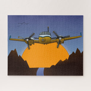 Privatjet. Sonnenuntergang. Puzzle