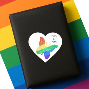 Prix LGBTQA+ Regenbogenschmetterling Liebe ist Lie Herz-Aufkleber