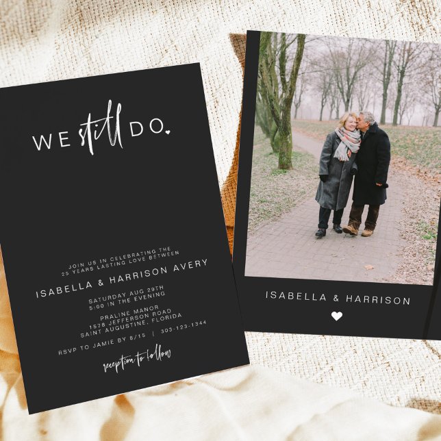 PRIYA Black Contemporary Foto Vow Renewal Einladung (Von Creator hochgeladen)