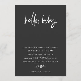 PRIYA Black Contemporary Modern Baby Dusche Einladung