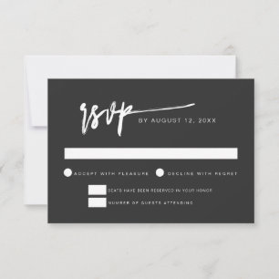 PRIYA Black Contemporary Modern Minimal RSVP Card Einladung