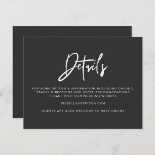 PRIYA Modern Black Wedding Details Card Einladung