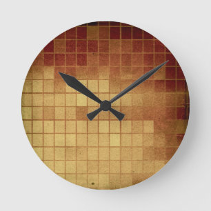 PRO 088 WORN GOLDEN GOLD BROWN MEXICAN TILES SQUAR RUNDE WANDUHR