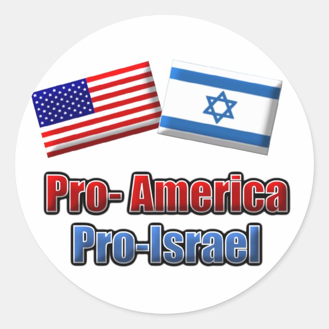 Pro-Amerika/Israel Runder Aufkleber (Vorderseite)