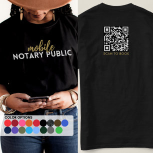 Pro Black Gold Mobile Notar Public Marketing QR T-Shirt