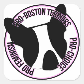 Pro Boston Terriers, Pro Feminism, Pro Choice Quadratischer Aufkleber