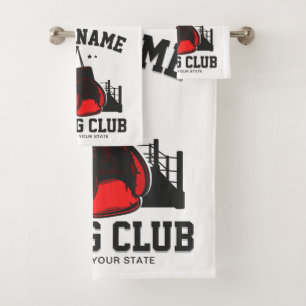 Pro Boxer ADD NAME Red Gloves Boxring Training Badhandtuch Set