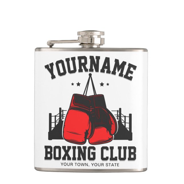 Pro Boxer ADD NAME Red Gloves Boxring Training Flachmann (Vorderseite)