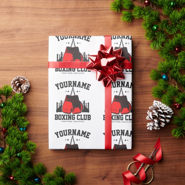 Pro Boxer ADD NAME Red Gloves Boxring Training Geschenkpapier (Feiertagsgeschenk)