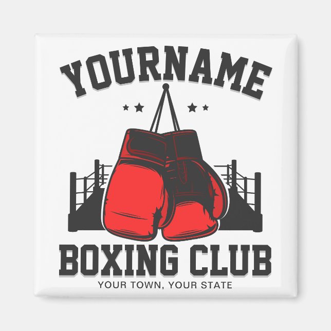 Pro Boxer ADD NAME Red Gloves Boxring Training Magnet (Vorne)