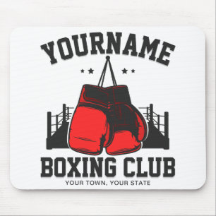 Pro Boxer ADD NAME Red Gloves Boxring Training Mousepad