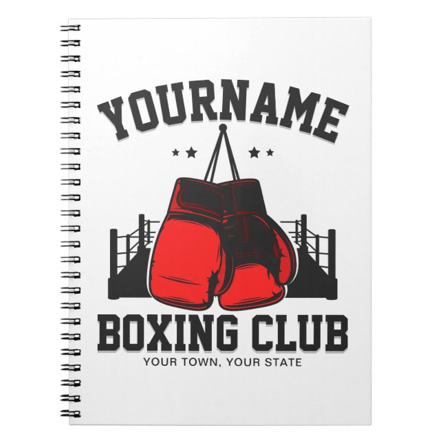 Pro Boxer ADD NAME Red Gloves Boxring Training Notizblock (Vorderseite)