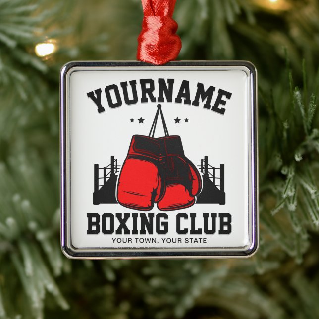 Pro Boxer ADD NAME Red Gloves Boxring Training Ornament Aus Metall (Baum)