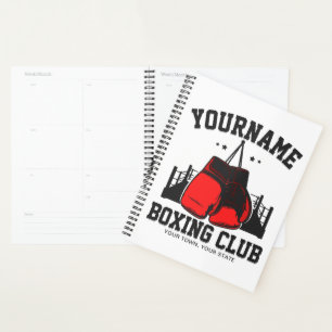 Pro Boxer ADD NAME Red Gloves Boxring Training Planer